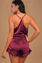 Load image into Gallery viewer, Satin Ruffled Two-Piece Pajama Set