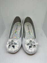 Load image into Gallery viewer, Satin & Organza Lace with Crystal Flower Pattern Overlay Slip-On Wedge Shoes