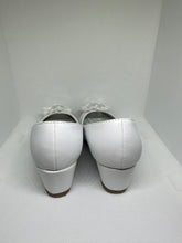 Load image into Gallery viewer, Satin & Organza Lace with Crystal Flower Pattern Overlay Slip-On Wedge Shoes