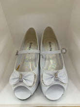 Load image into Gallery viewer, Bow & Rhinestone Peep-Toe Kitten Shoes