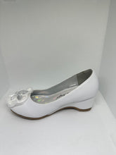 Load image into Gallery viewer, Satin & Organza Lace with Crystal Flower Pattern Overlay Slip-On Wedge Shoes