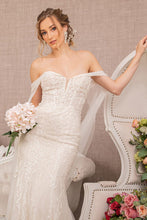 Load image into Gallery viewer, Embroidered V-Neck Mermaid Wedding Gown w/ Detachable Cape