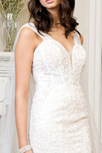 Load image into Gallery viewer, Embroidered V-Neck Mermaid Wedding Gown w/ Detachable Cape