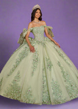 Load image into Gallery viewer, A young woman wearing a ballgown in the color sage/lilac