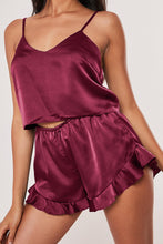 Load image into Gallery viewer, Satin Ruffled Two-Piece Pajama Set