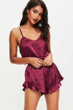 Load image into Gallery viewer, Satin Ruffled Two-Piece Pajama Set