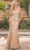 Load image into Gallery viewer, Dazzling Trumpet Gown in Gold
