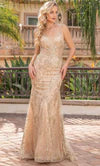 Load image into Gallery viewer, Dazzling Trumpet Gown in Gold