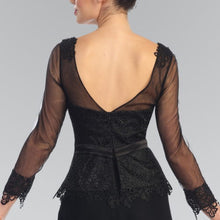 Load image into Gallery viewer, Chiffon Lace Gown in Black
