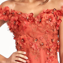 Load image into Gallery viewer, Floral 3D Applique and Embroidery Embellished Bodice A-Line Chiffon Dress