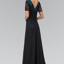 Load image into Gallery viewer, V-Neck Lace Gown in Black/Teal