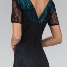 Load image into Gallery viewer, V-Neck Lace Gown in Black/Teal