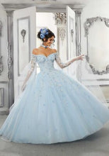Load image into Gallery viewer, Beaded Lace and Sparkle Tulle Ballgown in Light Blue