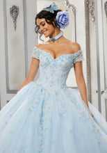 Load image into Gallery viewer, Beaded Lace and Sparkle Tulle Ballgown in Light Blue