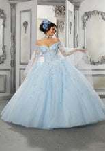 Load image into Gallery viewer, Beaded Lace and Sparkle Tulle Ballgown in Light Blue
