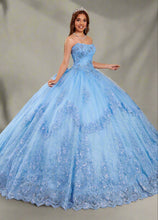 Load image into Gallery viewer, Strapless Glitter Lace & Tulle Ballgown in Azure