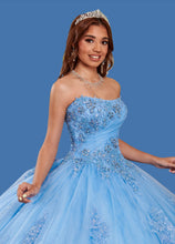 Load image into Gallery viewer, Strapless Glitter Lace & Tulle Ballgown in Azure