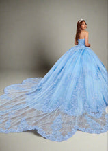 Load image into Gallery viewer, Strapless Glitter Lace & Tulle Ballgown in Azure