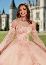 Load image into Gallery viewer, Strapless Glitter Tulle & Lace Ballgown in Blush