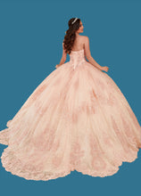 Load image into Gallery viewer, Strapless Glitter Tulle & Lace Ballgown in Blush