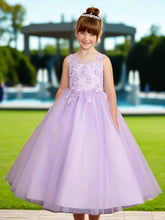 Load image into Gallery viewer, 3D Flower Lace Glitter Tulle Floor Length Dress in Lilac