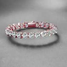 Load image into Gallery viewer, 24 Carat Moissanite .925 Sterling Silver Heart Bracelet
