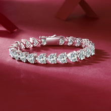 Load image into Gallery viewer, 24 Carat Moissanite .925 Sterling Silver Heart Bracelet
