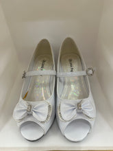 Load image into Gallery viewer, Bow &amp; Rhinestone Peep-Toe Kitten Shoes
