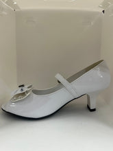 Load image into Gallery viewer, Bow &amp; Rhinestone Peep-Toe Kitten Shoes
