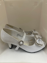 Load image into Gallery viewer, Bow &amp; Rhinestone Peep-Toe Kitten Shoes
