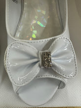 Load image into Gallery viewer, Bow &amp; Rhinestone Peep-Toe Kitten Shoes
