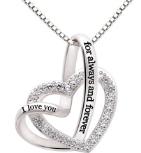 Load image into Gallery viewer, &quot;I Love You for Always &amp; Forever&quot; White Crystal Pavé Necklace
