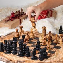 Load image into Gallery viewer, Handcrafted Olive Wood Chess Set with Natural Edges
