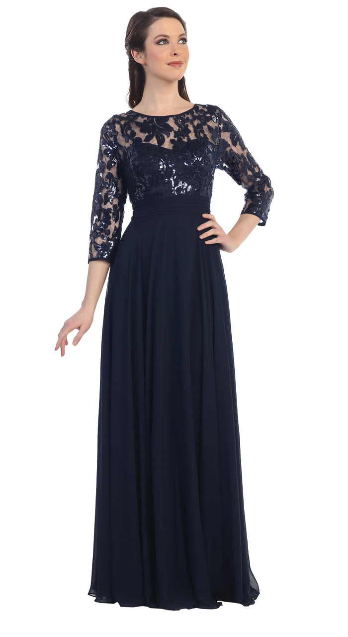Floral Lace Empire Gown
