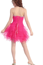 Load image into Gallery viewer, This is the back view of the hot pink prom dress.
