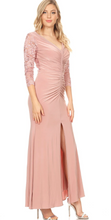 Load image into Gallery viewer, Elegant Lace + Sequin Sleeved Gown
