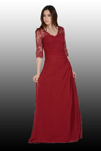 Load image into Gallery viewer, Chiffon &amp; Lace Dress in Burgundy
