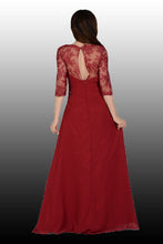 Load image into Gallery viewer, Chiffon &amp; Lace Dress in Burgundy
