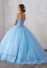 Load image into Gallery viewer, Jeweled Beading on a Split Front Tulle Ballgown
