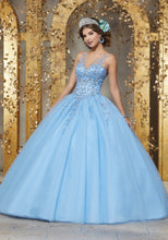 Load image into Gallery viewer, Rhinestone and Crystal Beaded Embroidery on a Tulle Ballgown
