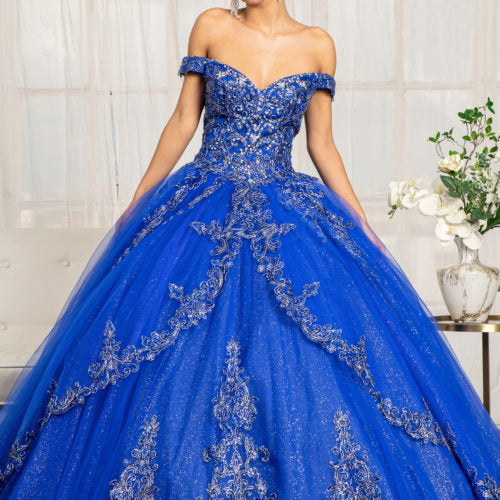 Embroider Embellished Sweetheart Glitter Mesh Ballgown