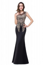 Load image into Gallery viewer, Chiffon Mermaid Dress with Appliques

